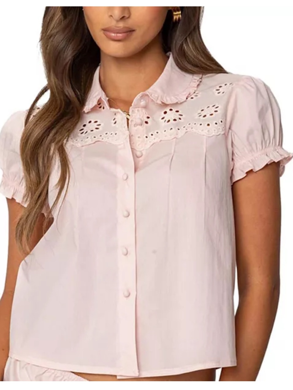 Edikted Lona Tailored Pink Button Up Shirt Size Large